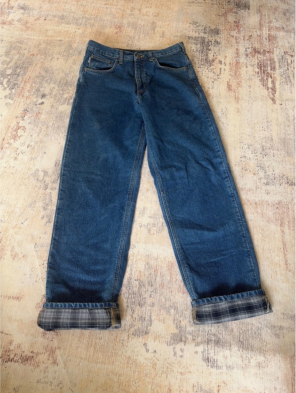 Vintage Carhartt lined flannel jeans men 32 34
